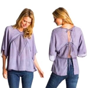 𝅺Roxy purple Hippie Bohemian top Medium